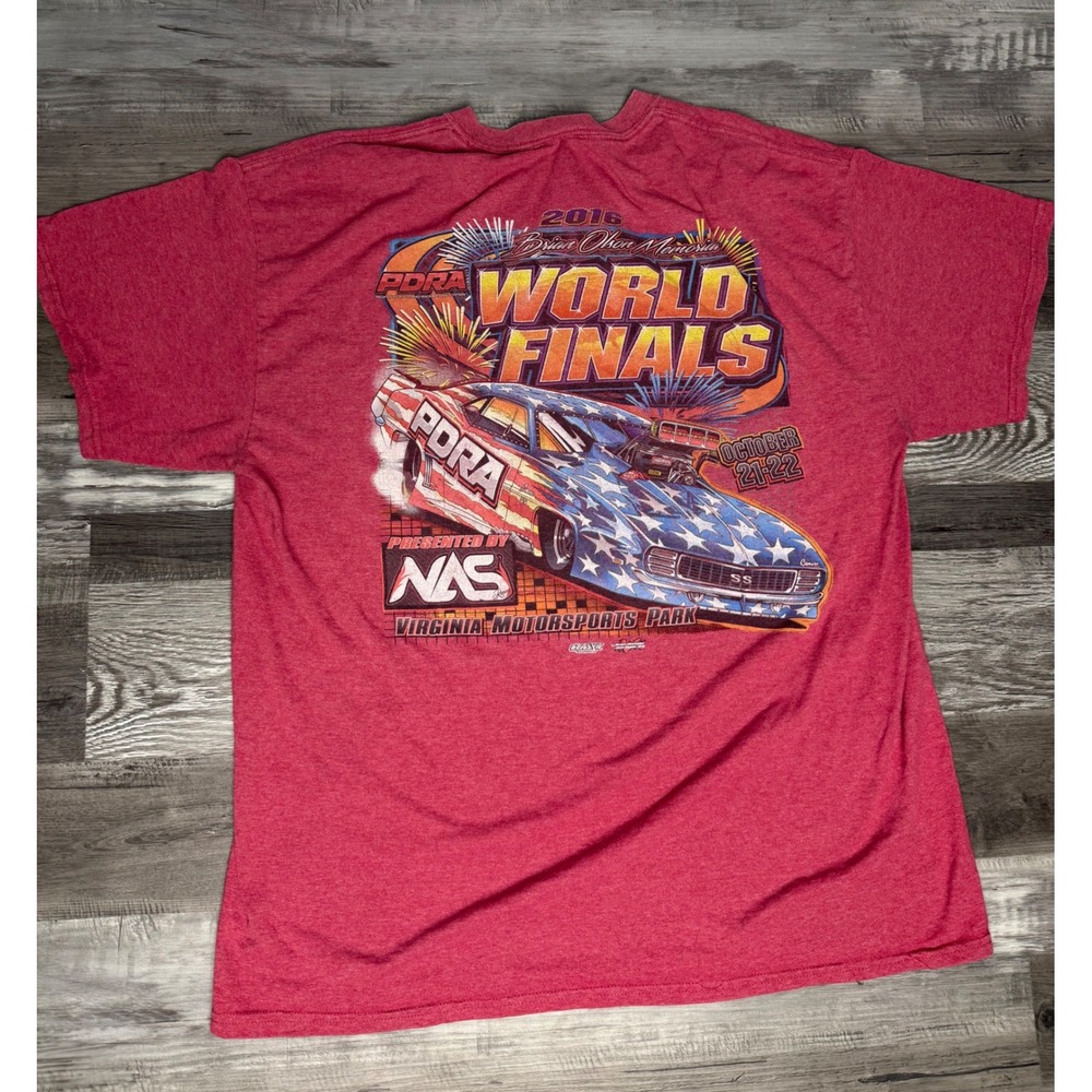 PDRA 2016 World Finals Drag Racing T-Shirt Mens Large Red Virginia Motorsports